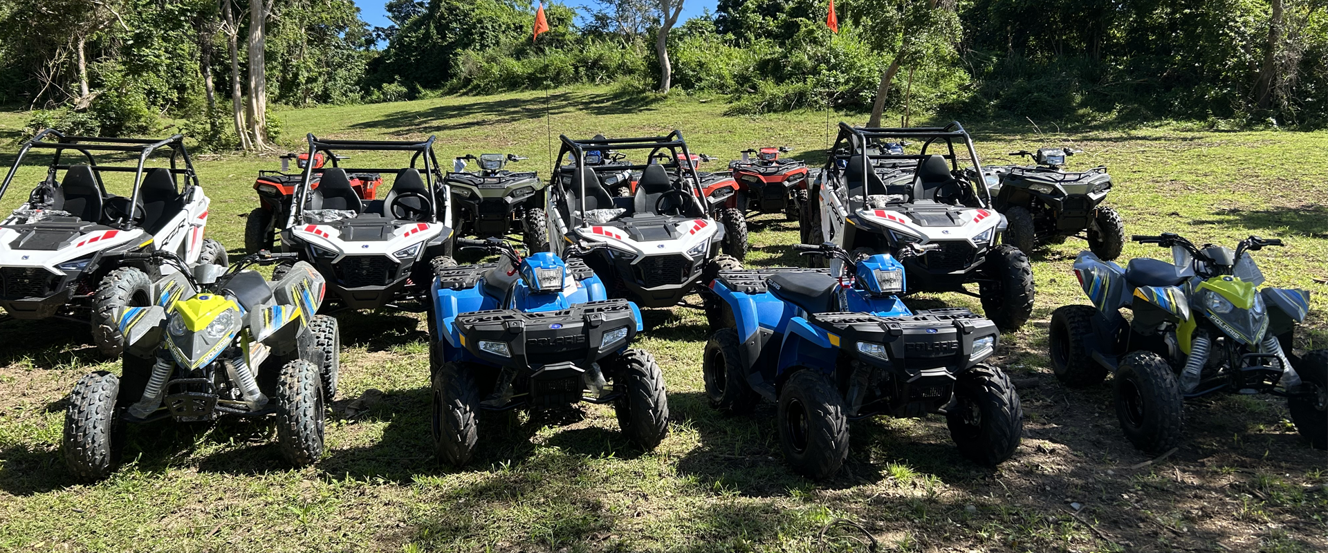 Fleet of ATVs ready for adventure at ATV Puerto Rico LLC in Humacao, Puerto Rico